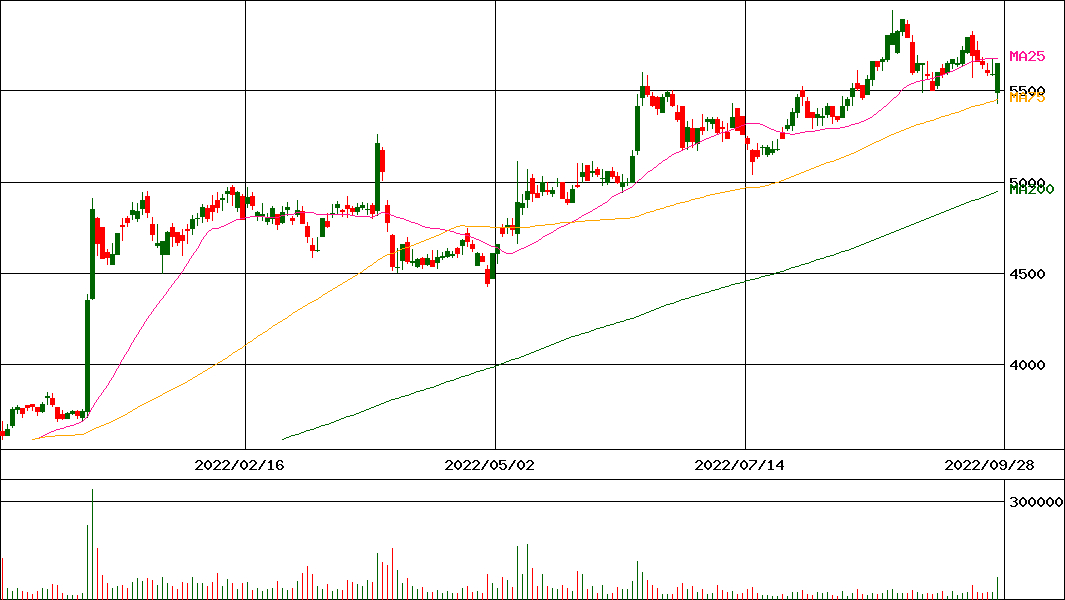 愛知銀行(証券コード:8527)の200日チャート