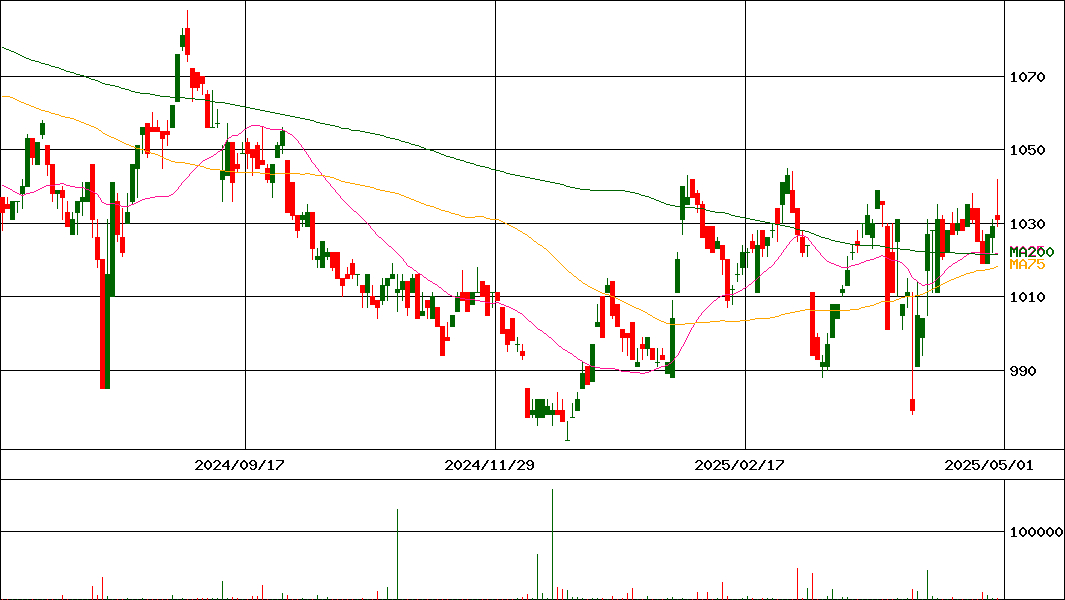 ダイワ上場投信-東証REIT Core指数(証券コード:2528)の200日チャート