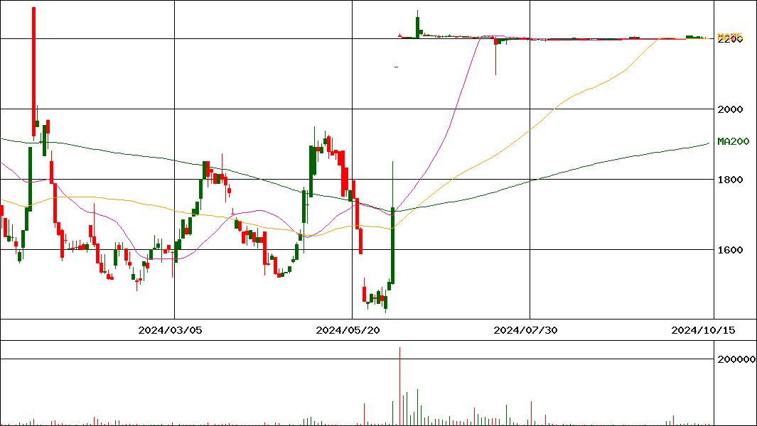 ＮＣホールディングス(証券コード:6236)の200日チャート