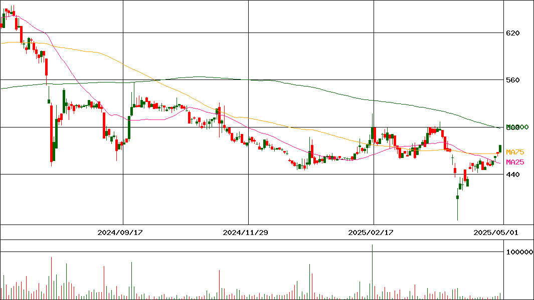 大日光・エンジニアリング(証券コード:6635)の200日チャート